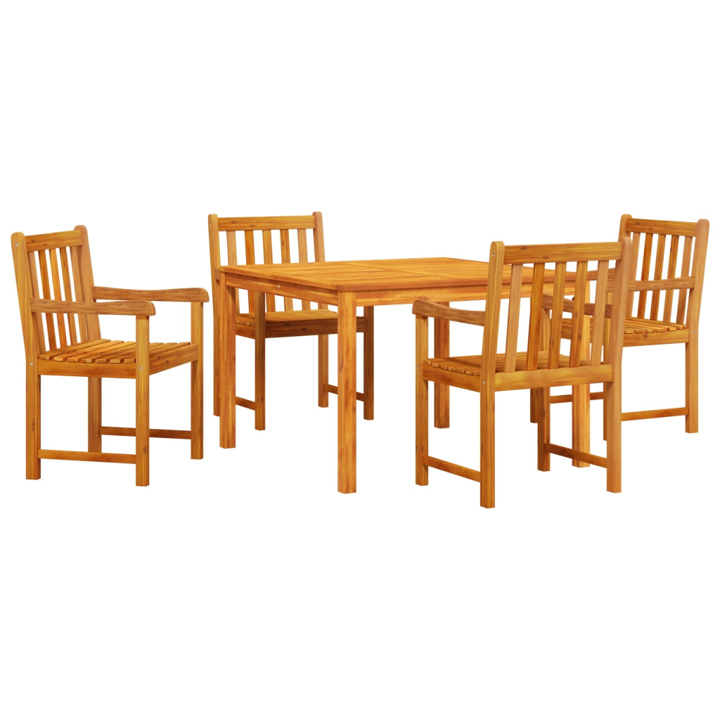 Set da pranzo da giardino in legno massello di acacia, 5 pezzi