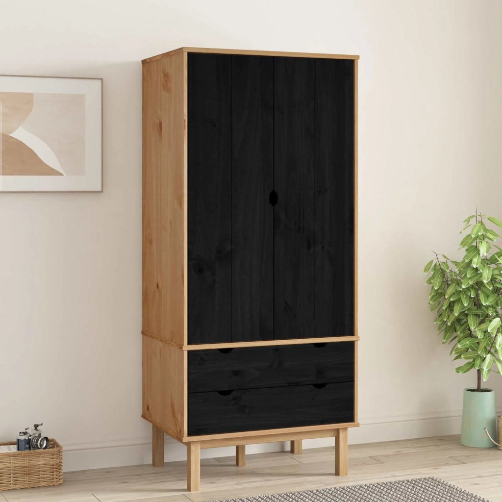 Guardaroba OTTA Nero 76,5 x 53 x 172 cm Legno Massello di Pino 42041752