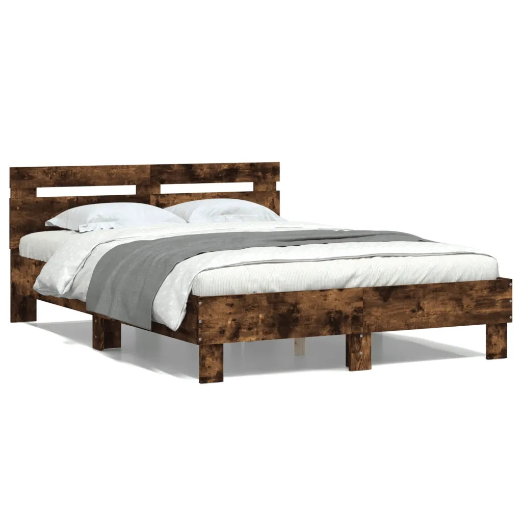 Giroletto con Testiera Rovere Fumo 135x190 cm Legno Multistrato 3207445