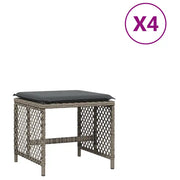 Sgabelli Giardino con Cuscini 4 pz Grigi 41x41x36cm Polyrattan CFW4459813