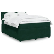 Giroletto a Molle con Materasso Verde Scuro 140x200 cm Velluto