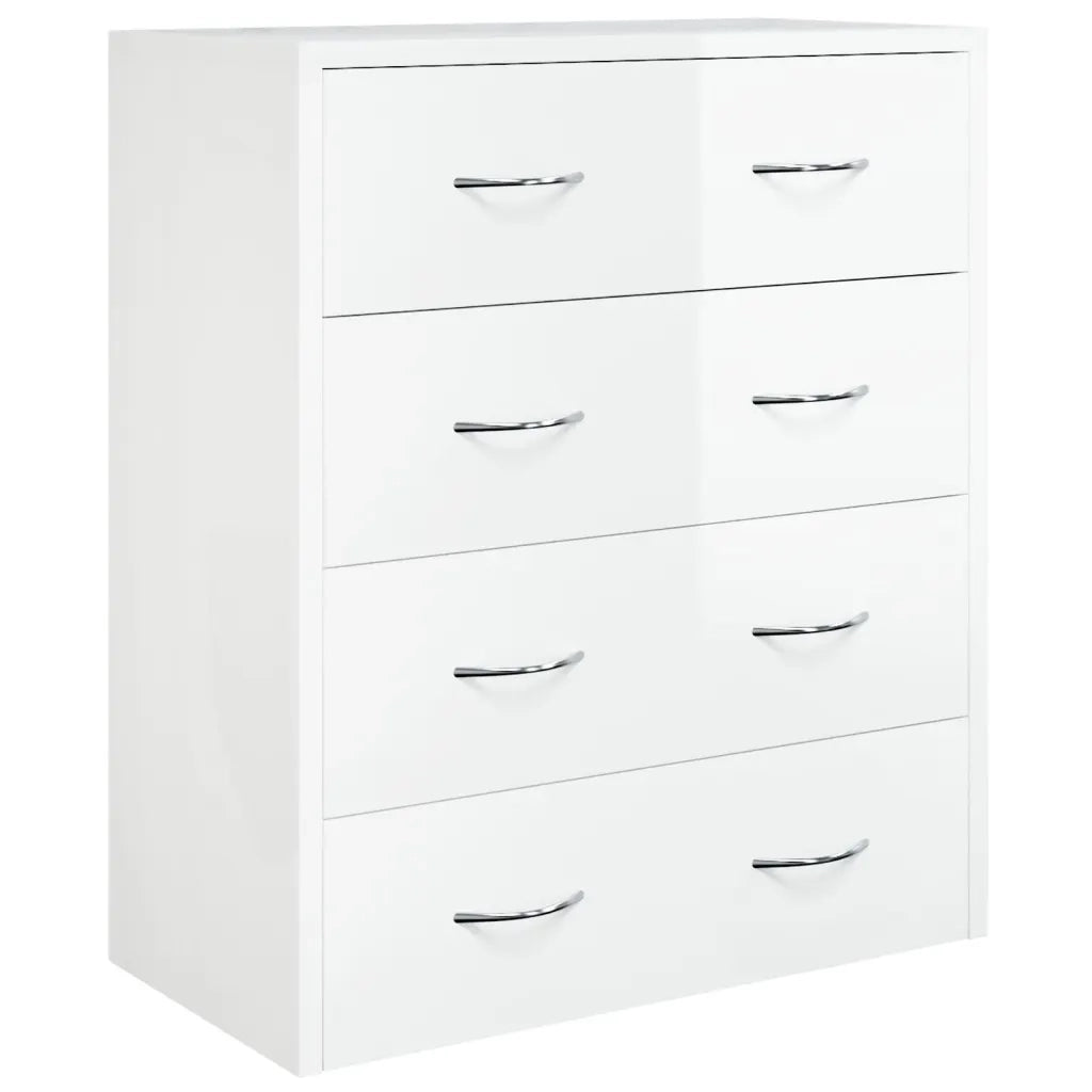 Credenza con 4 Cassetti 60x30,5x71 cm Bianco lucido