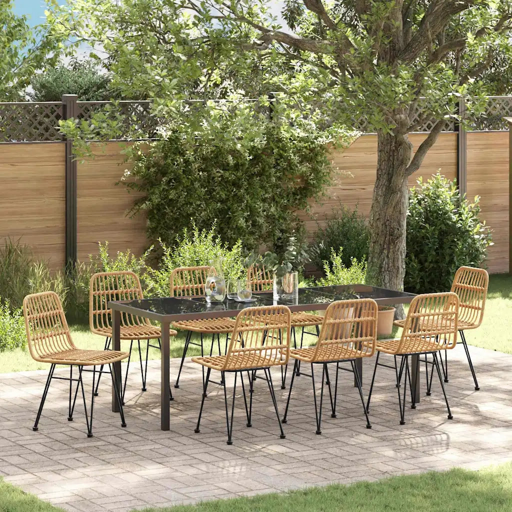 Set da Pranzo per Giardino 9 pcs Marrone 3379197