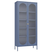 Armadio in metallo e vetro blu-grigio 180 cm YASMINE