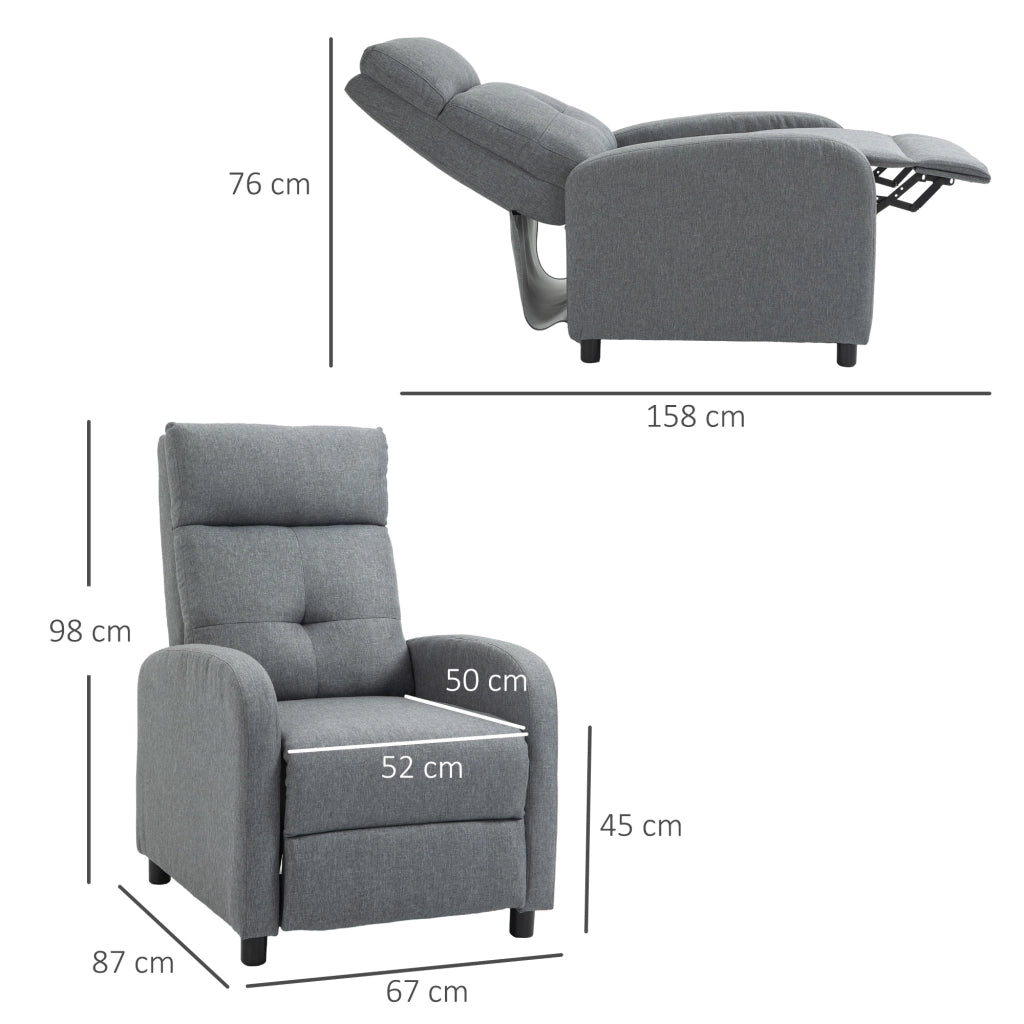 Poltrona relax reclinabile con poggiapiedi e molle insacchettate, in poliestere, Grigio