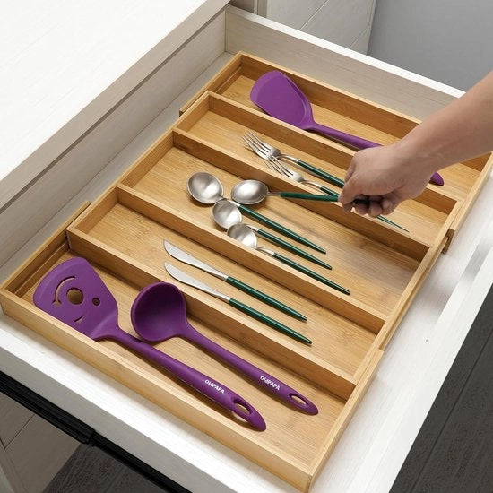 Organizzatore per Cucina - Divisore per Posate - Soluzione di Archiviazione per Posate e Coltelli in Cucina, Camera da Letto, Salotto - Estensibile - Organizzatore per Utensili da Cucina