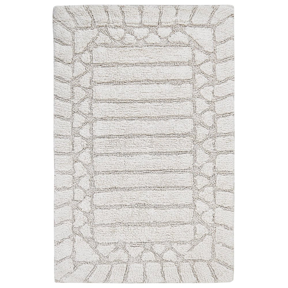 Tappeto da bagno in cotone beige 60 x 90 cm Forma rettangolare Motivo decorativo Tappeto da bagno Accessori da bagno Design moderno
