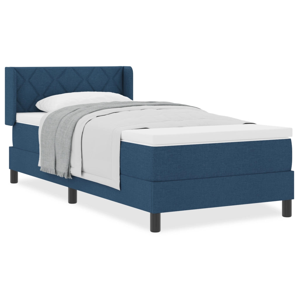Letto con Box Spring e Materasso Blu 100x200 cm Tessuto