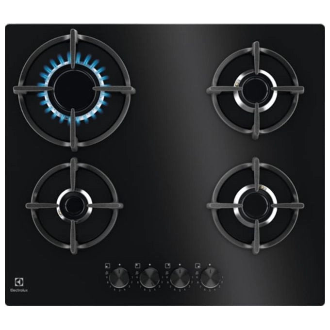 Electrolux EGG64272K piano cottura Nero Da incasso 60 cm Piano cottura a gas su vetro 4 Fornello(i)