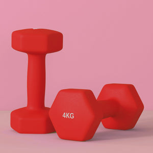 Set 2 Manubri Palestra 4 kg Pesi esagonali per Allenamento Rosso