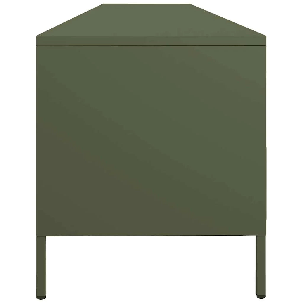 Mobile porta TV pratico e spazioso 202 x 39 x 43 cm stile contemporaneo acciaio laminato a freddo verde oliva 02_0055636