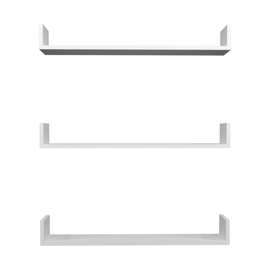Set 'Höganäs' 3 Mensole da Muro - Consolli Pensili con Piano d'Appoggio a Forma di U - Largo 90 cm - Bianco [en.casa]