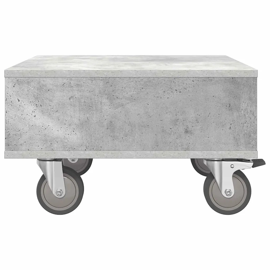Tavolino con Ruote Grigio cemento 50,5 x 50 x 30 cm
