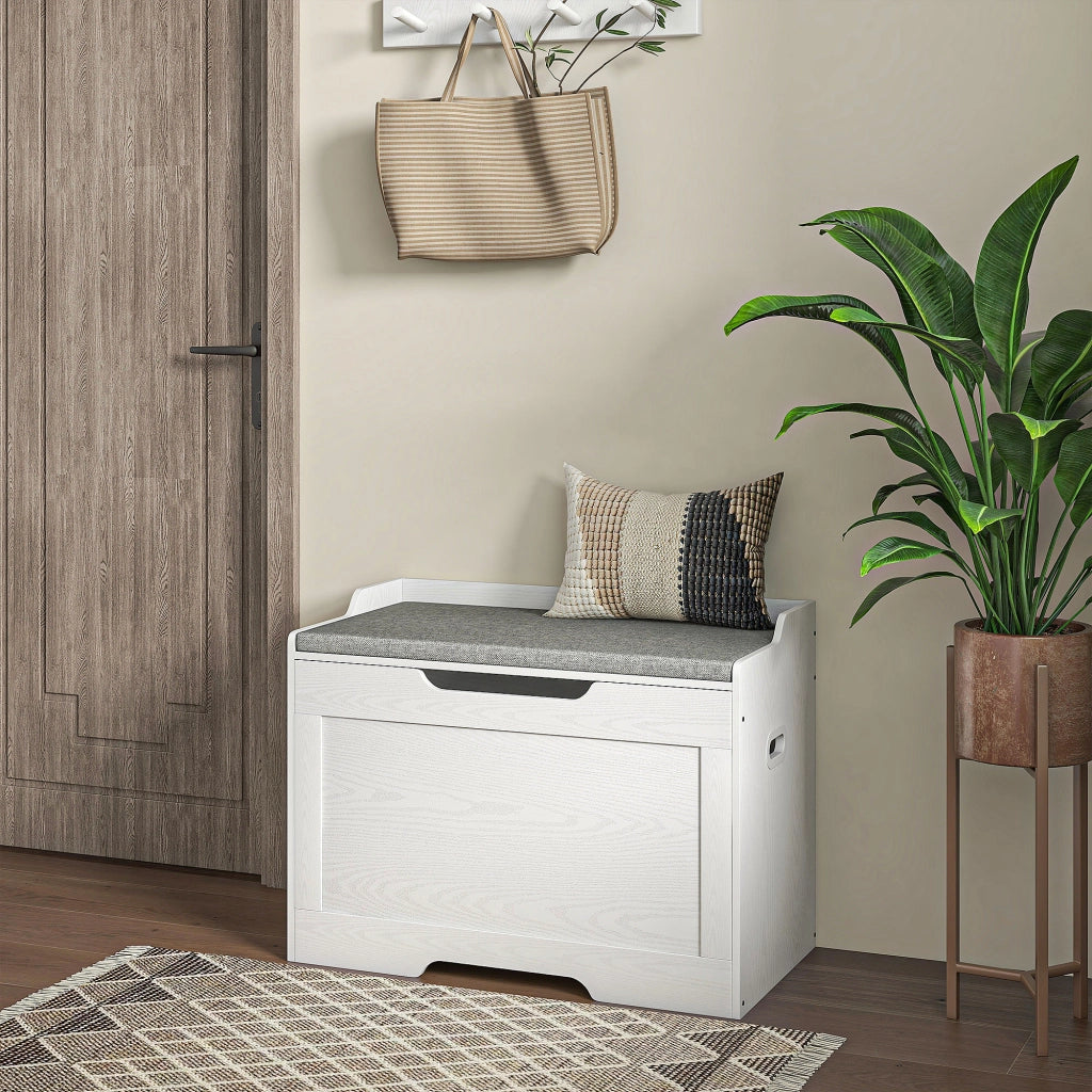 Panca contenitore con cuscino ¨C Xylo ¨C bianco 103L