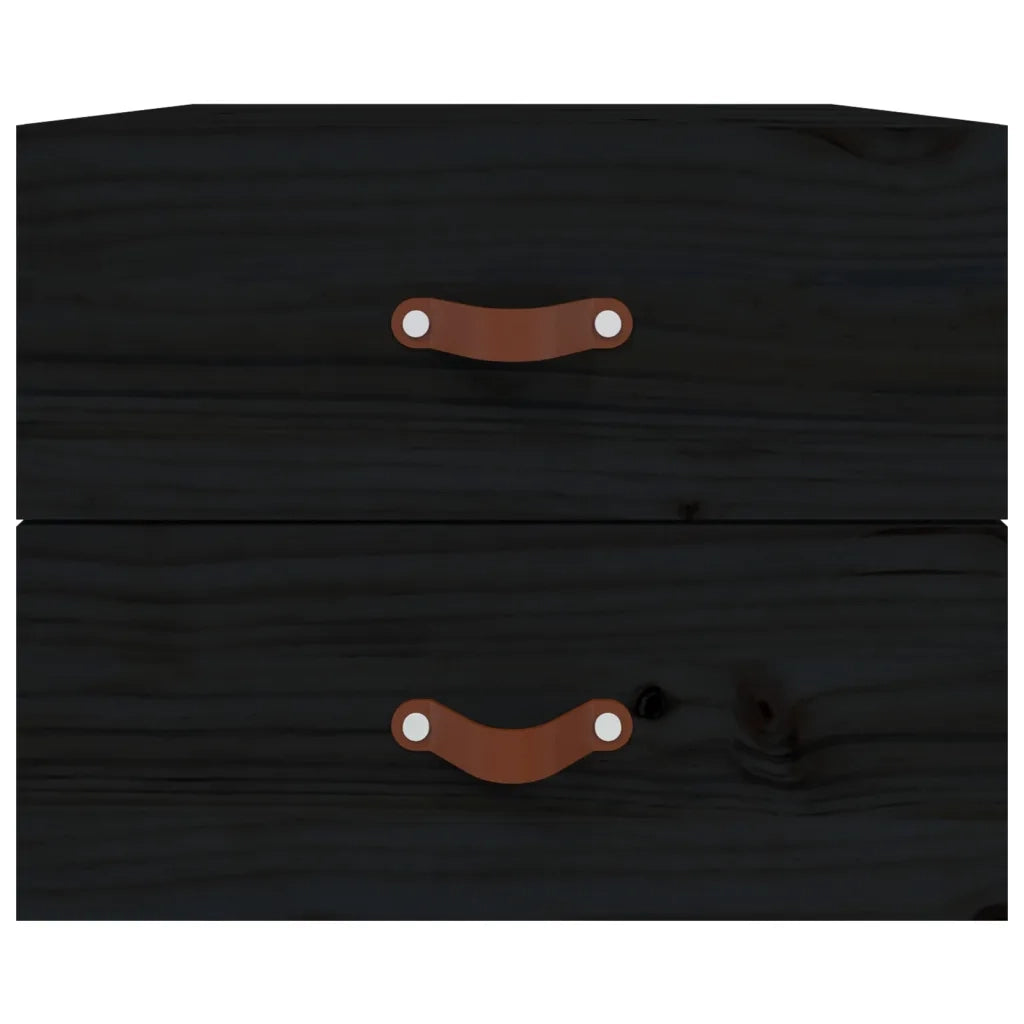 Set di 2 Comodini | Armadio da Notte | Mobiletto da notte a Muro Nero 50x36x40 cm