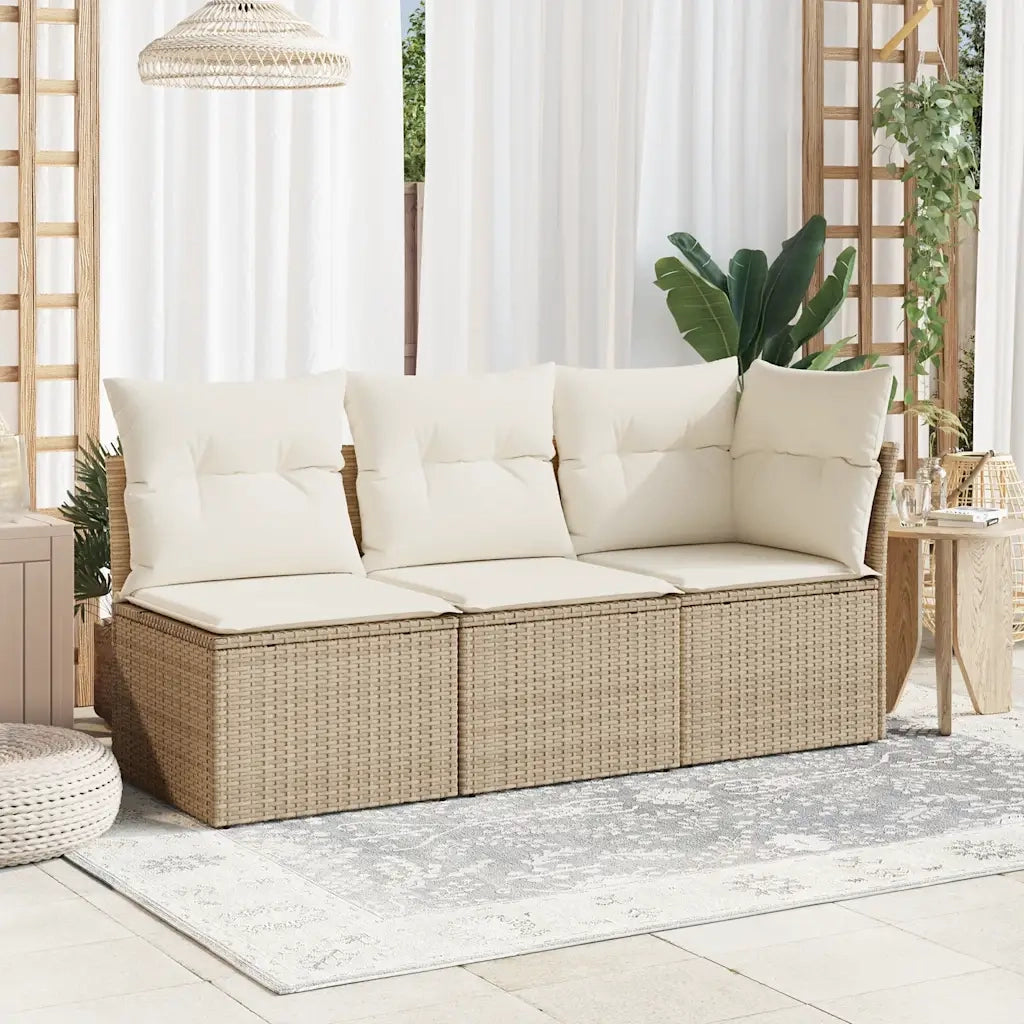Sedia Giardino Senza Braccioli con Cuscini Beige in Polyrattan 366073