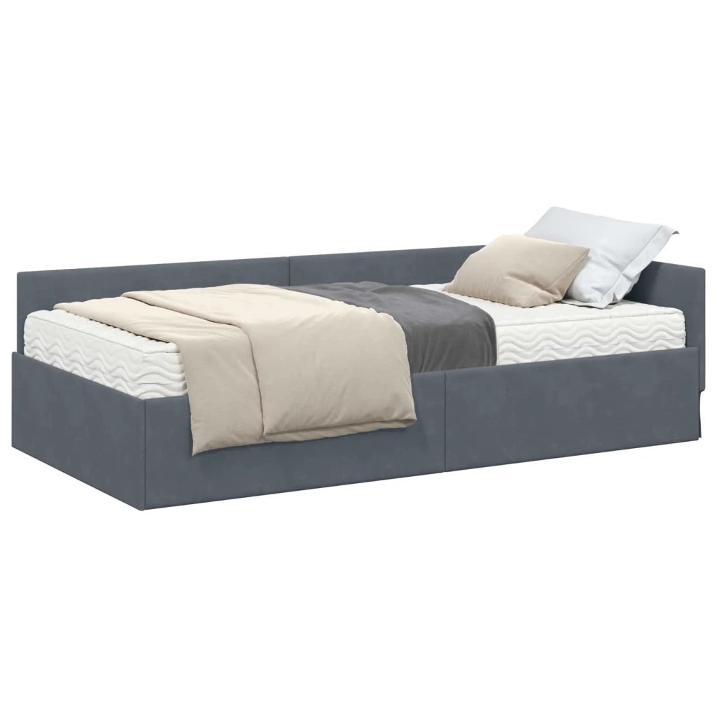 Struttura Letto Angolare con Materasso 2 pz-Giroletto con materasso Grigio Velluto 647940