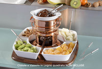 Cioccolatiera in Rame con 6 Forchettine e Base in Legno Alexander