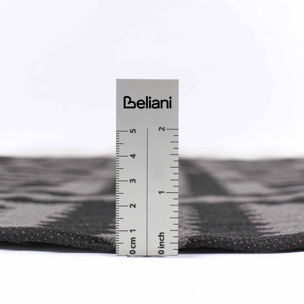 Tappeto rotondo per interni e per esterni con motivo geometrico ⌀ 120 cm nero e grigio stile moderno balcone patio