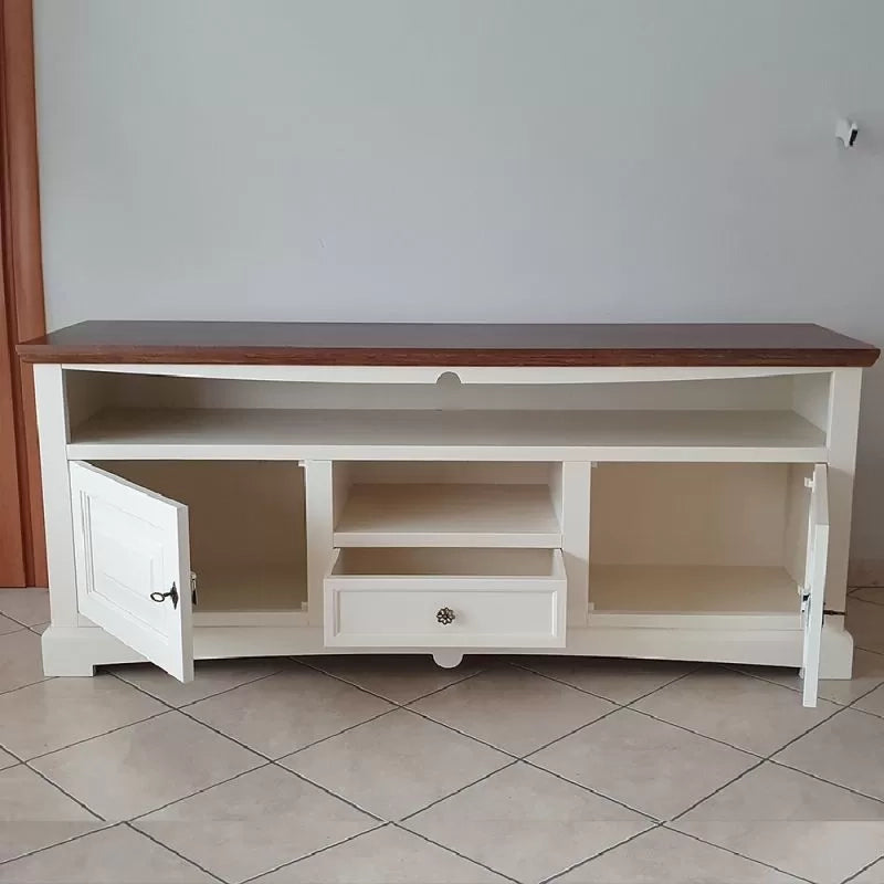 Mobile porta tv goccia bicolore legno bianco noce 170x46x69 - Mobili 2G