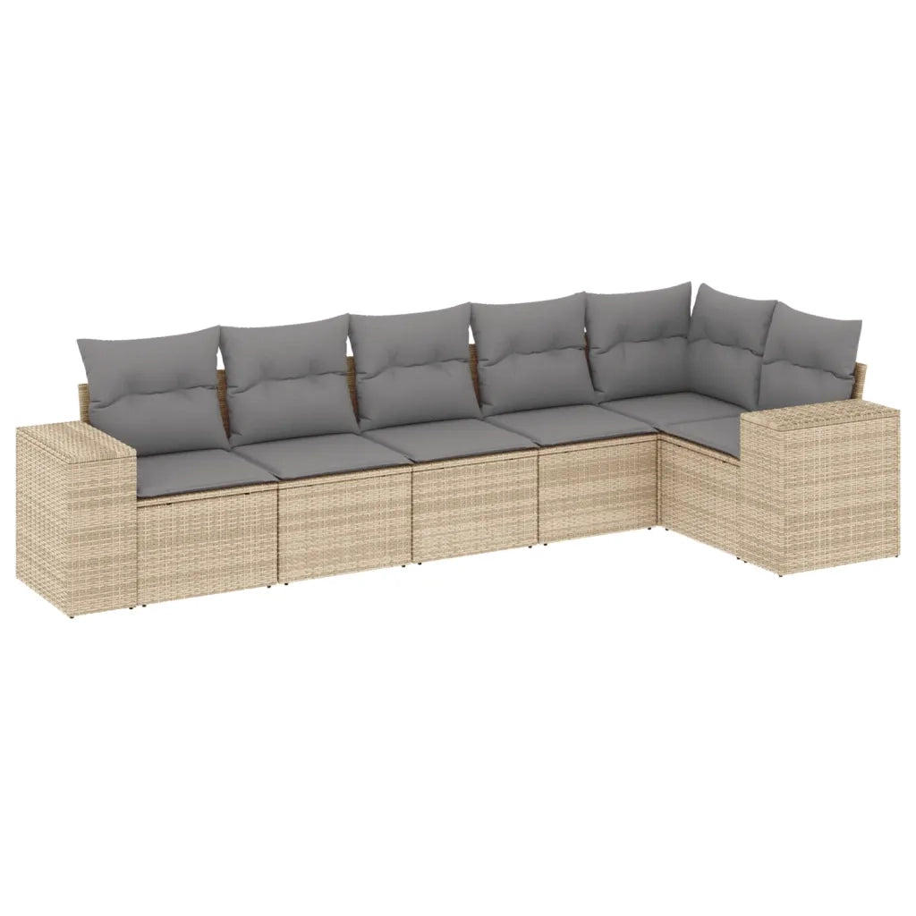Set Divano da Giardino 6 pz con Cuscini Beige in Polyrattan 3254926