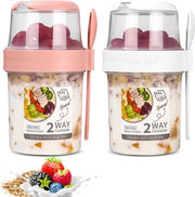 Bicchieri da colazione e insalata per esterni con cucchiaio pratico per viaggio e design ermetico (310 ml + 560 ml)