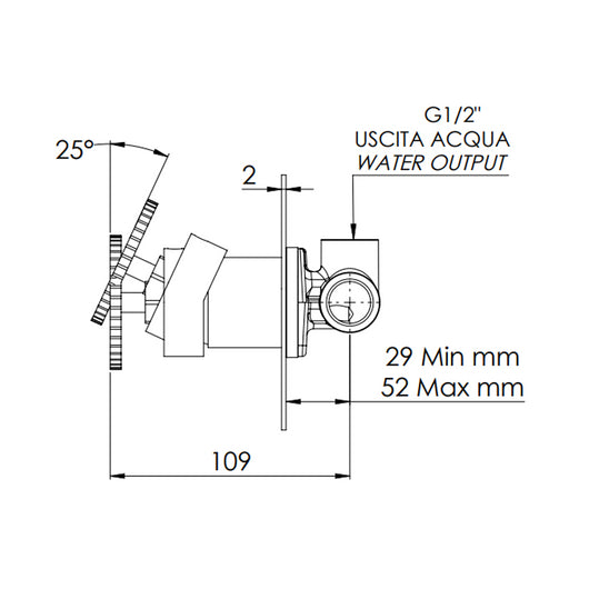 Miscelatore a incasso per vasca o doccia su piastra tonda ultra-piatta - serie Chrono