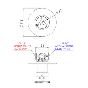 Miscelatore a incasso per vasca o doccia su piastra tonda ultra-piatta - serie Chrono