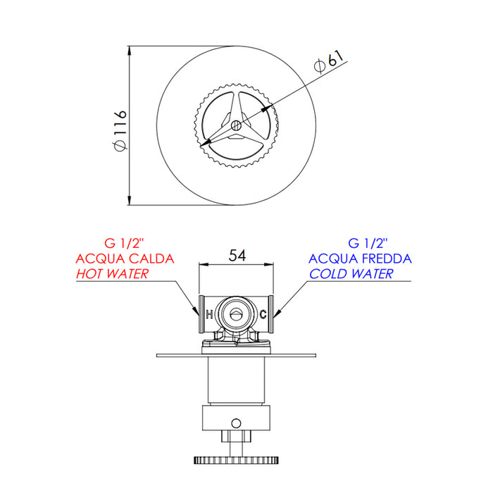 Miscelatore a incasso per vasca o doccia su piastra tonda ultra-piatta - serie Chrono