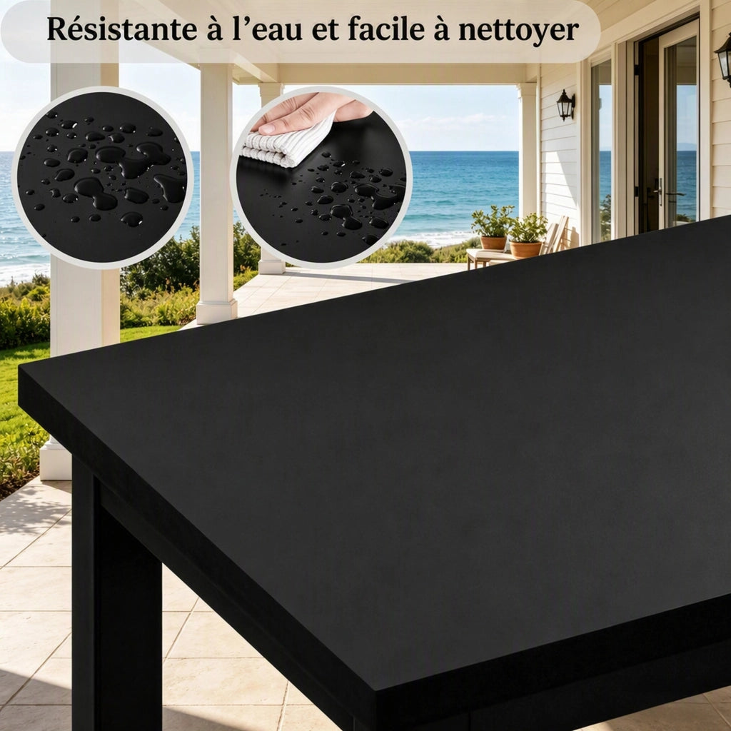Tavolo da pranzo con traversa e piedini regolabili - per cucina - in metallo e legno - 100 x 40 x 100 cm - nero