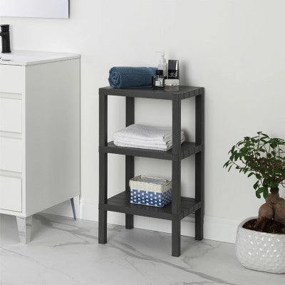 Scaffale bagno 3 ripiani nero effetto legno in kit montaggio Buzz