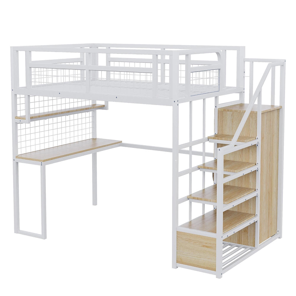Letto a soppalco - Xylo - 140x200 cm bianco con armadio