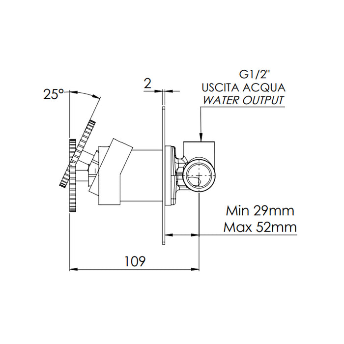 Miscelatore vasca doccia da incasso senza deviatore su piastra quadrata ultra-piatta - serie Chrono