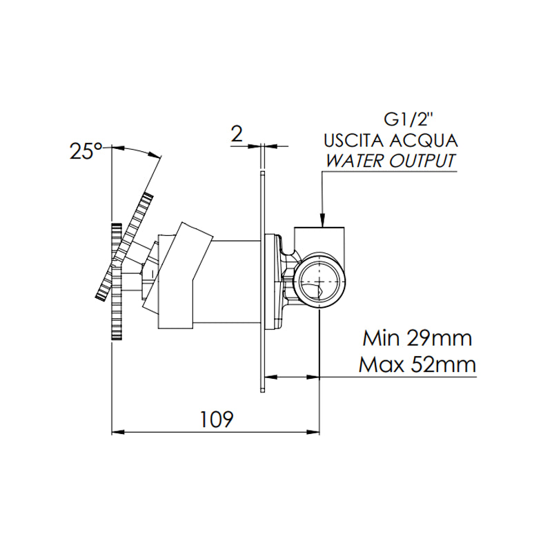 Miscelatore vasca doccia da incasso senza deviatore su piastra quadrata ultra-piatta - serie Chrono