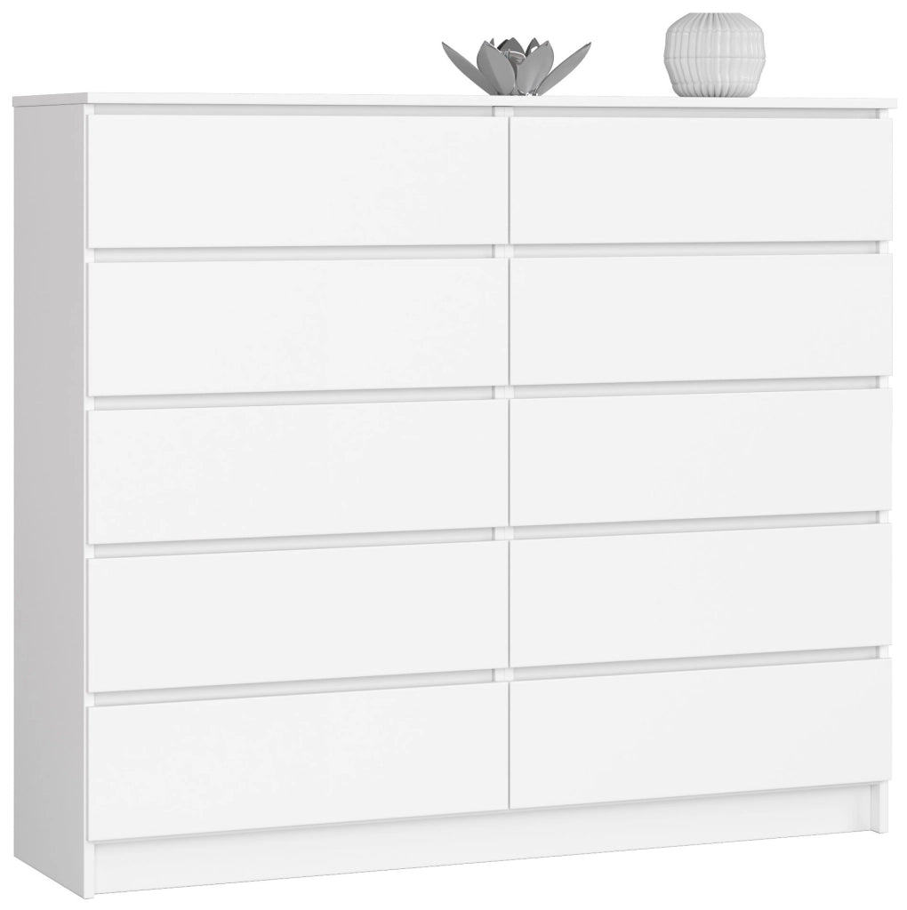Cassettiera AKORD K140 Bianca 138 cm 10 cassetti 138x40x121 cm