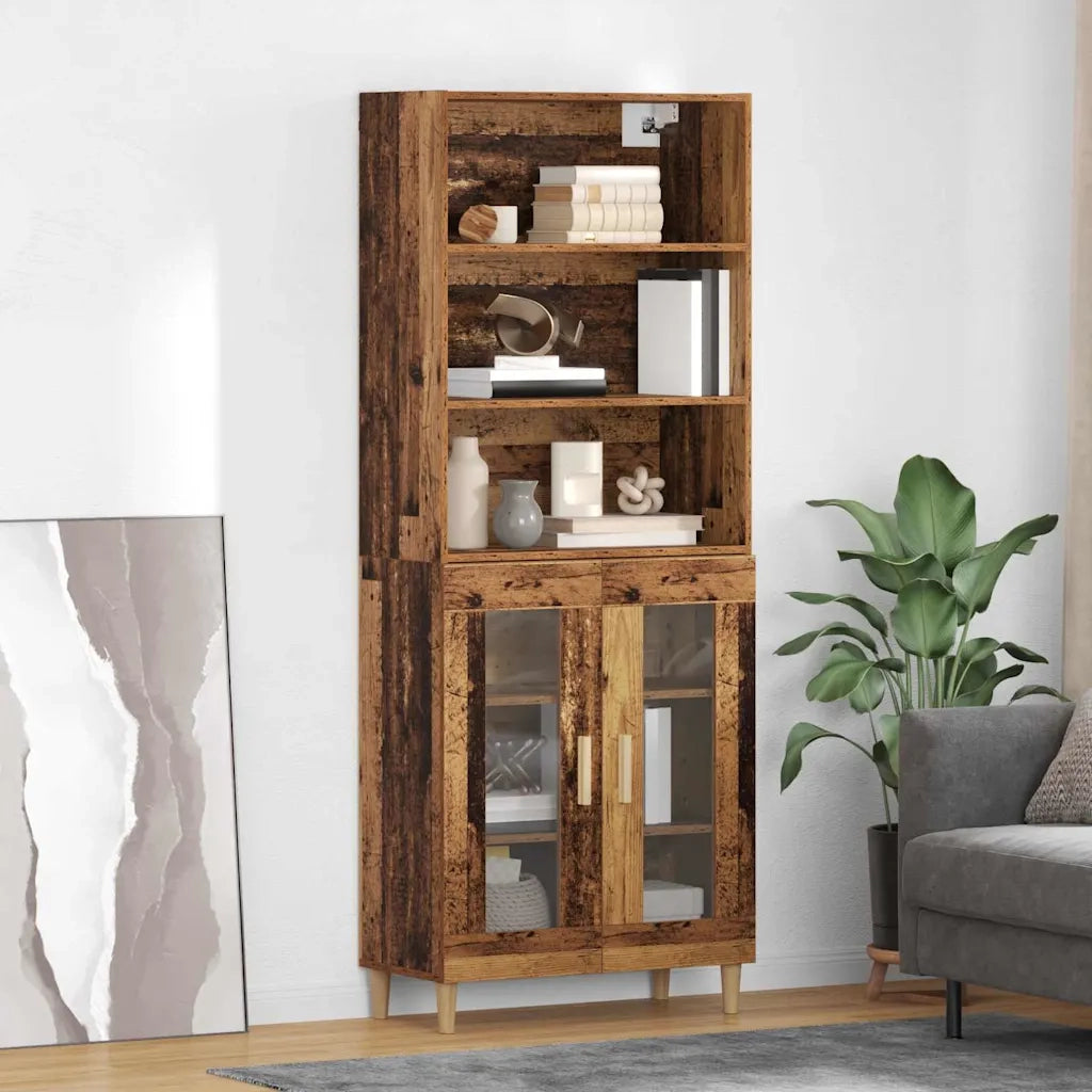 Credenza | Madia | Buffet da pranzo | Armadio da pranzo Legno vecchio 69,5 x 32,5 x 180 cm Legno multistrato