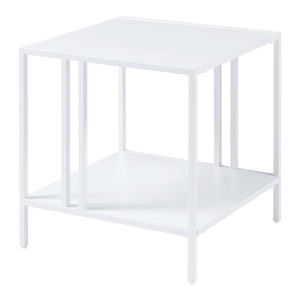 Tavolino Basso Kumlinge in Acciaio con Ripiani Quadrati 47 x 45 x 45 cm Bianco [en.casa]