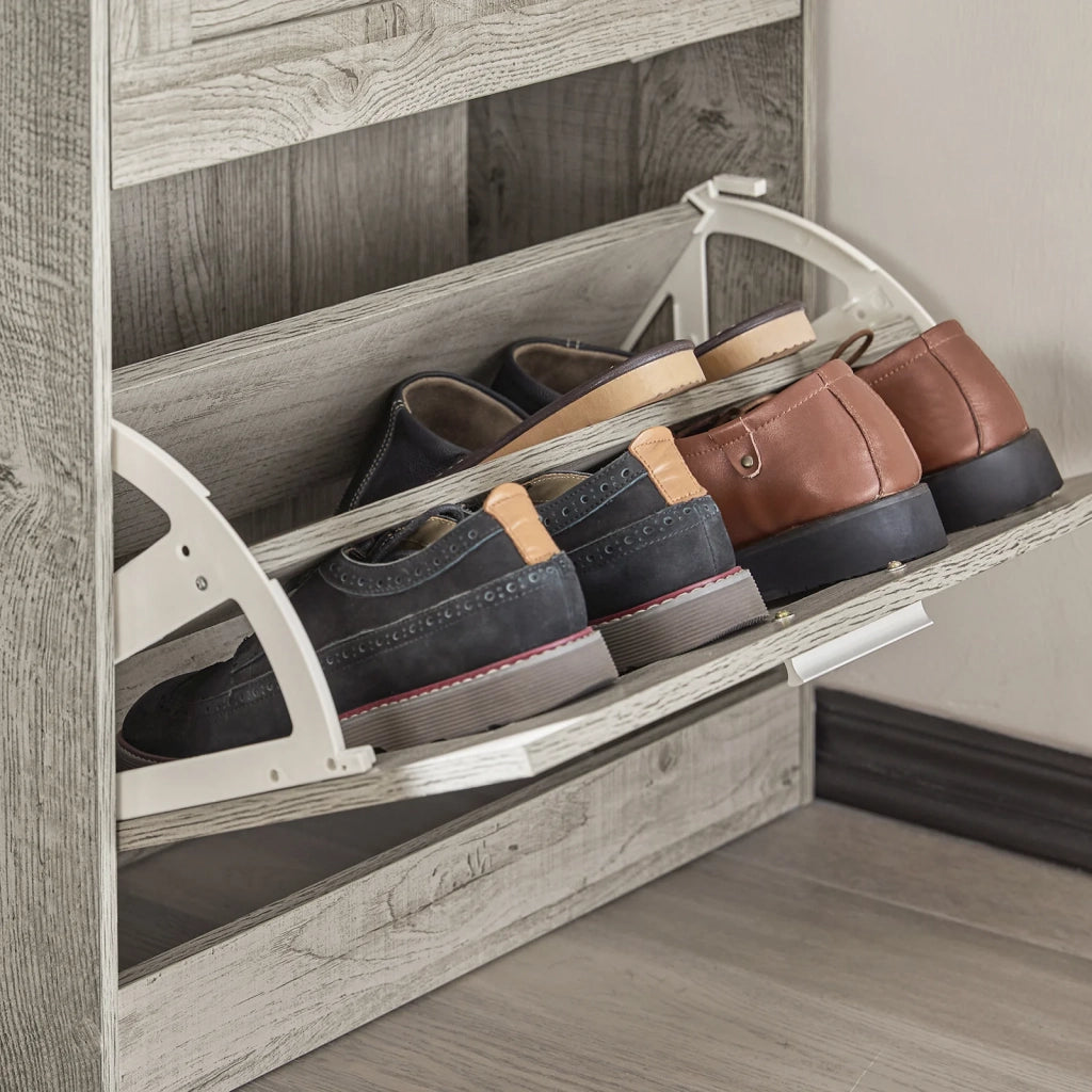 Scarpiera ribaltabile Scarpiera a 2 ribalte Portascarpe salvaspazio Slim, 60x23x79cm Grigio FSR137-HG SoBuy