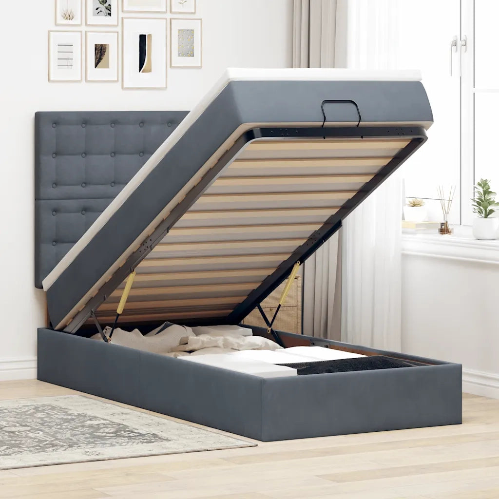 Struttura Letto Pouf con Materassi 90x190 cm in Velluto 3314433