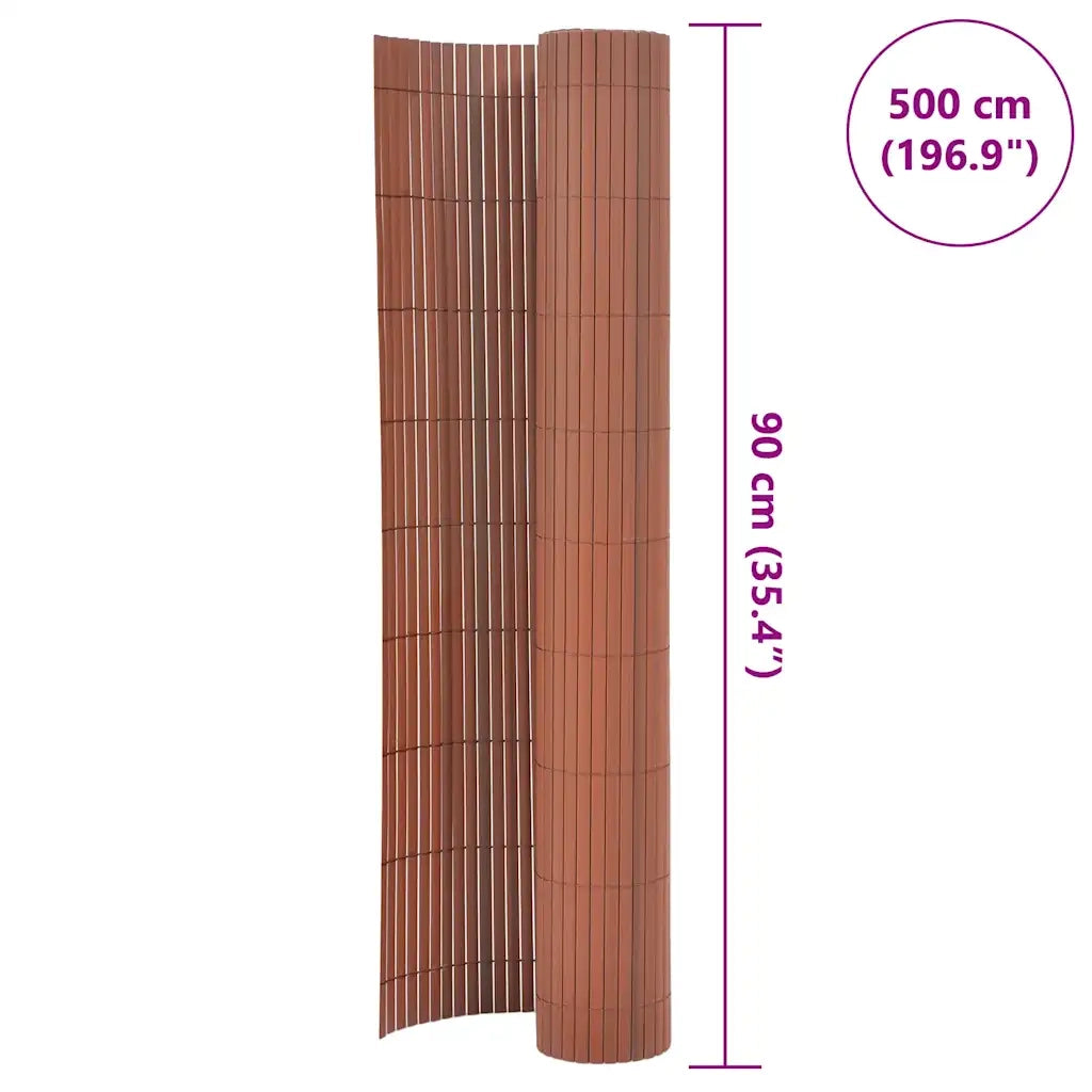 Recinzione da Giardino a Doppio Lato in PVC 90x500 cm Marrone 43630