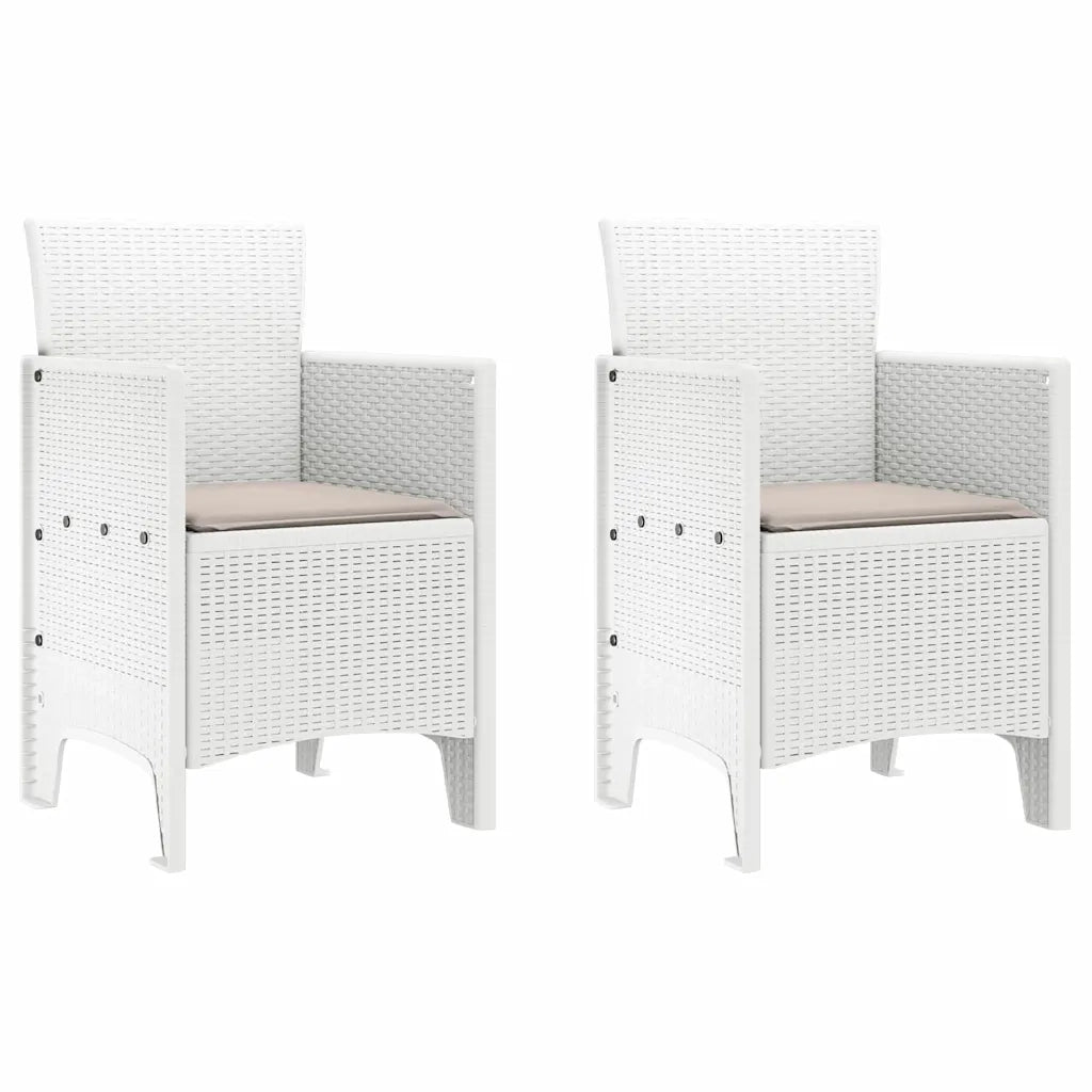 Set da Pranzo per Giardino 3 pcs Bianco Polipropilene