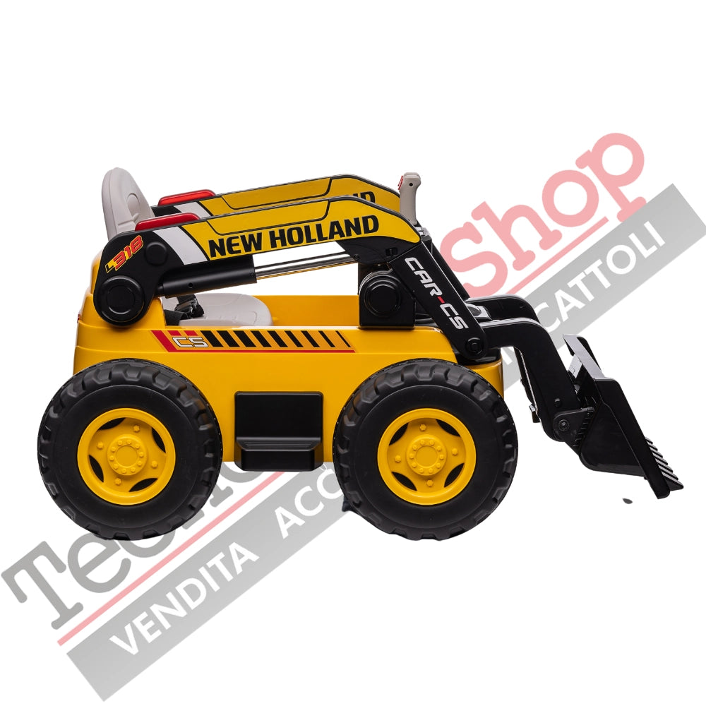 Trattore New Holland Ruspa Elettrica Pala Meccanica Per Bambini 12V con Radiocomando