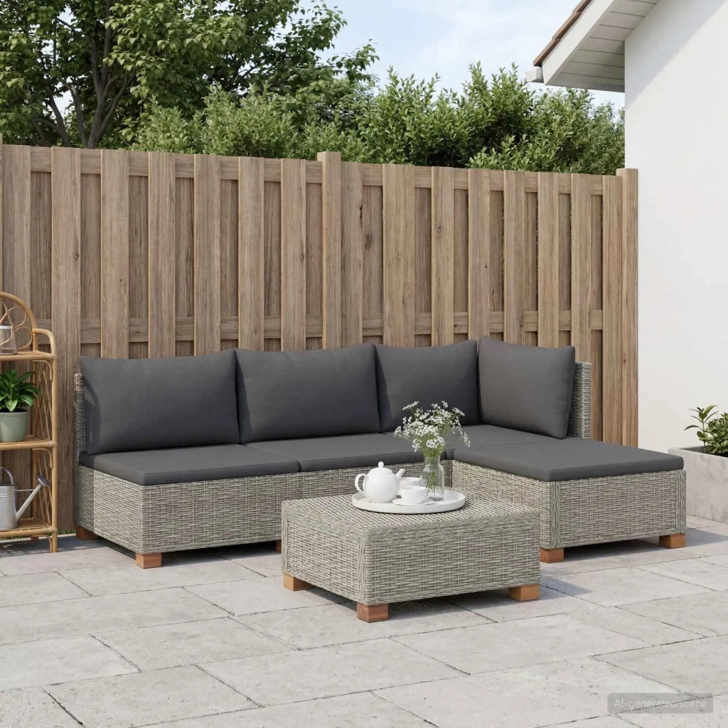5 pz Set Lounge in Rattan con Cuscini GENDT Rattan naturale 3429847