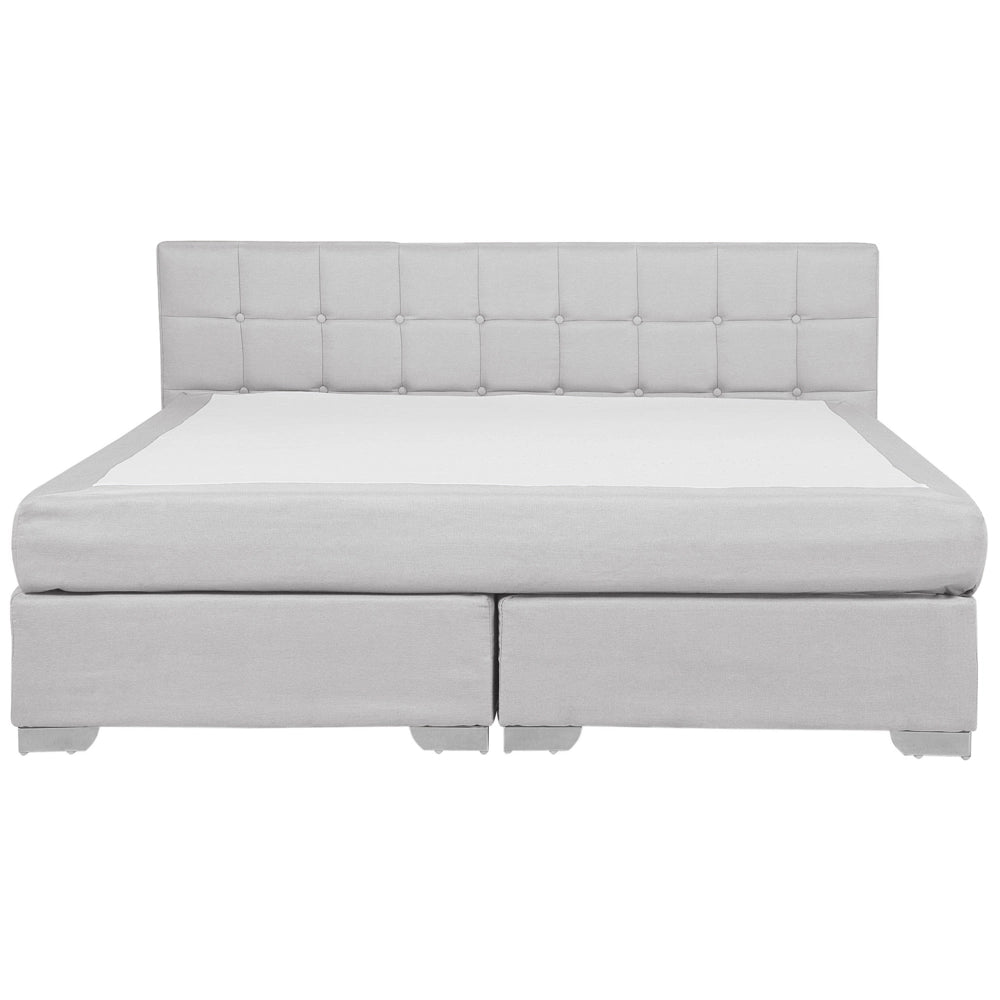 Divano letto 180 x 200 cm Struttura imbottita in tessuto grigio con testiera trapuntata e materasso