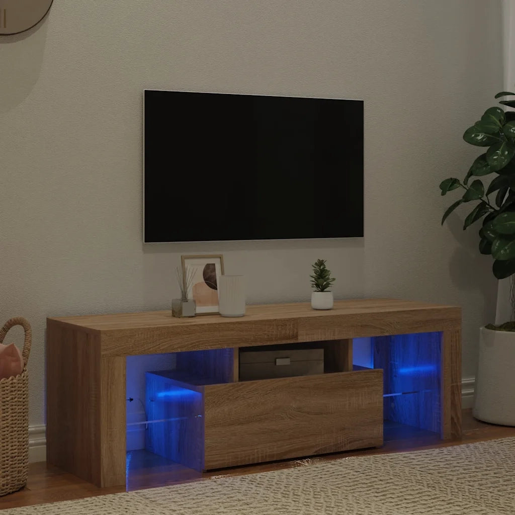 Mobile Porta TV con Luci LED Rovere Sonoma 120x35x40 cm
