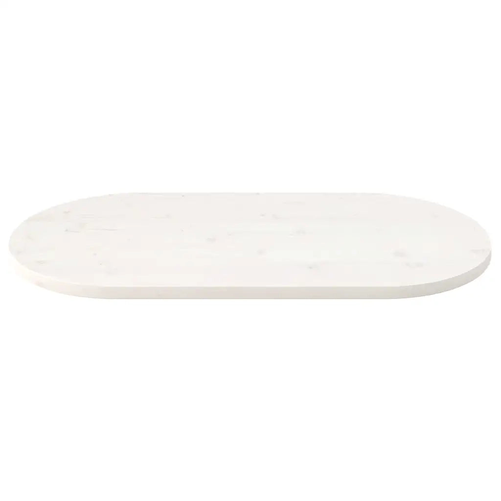 Piano Tavolo Bianco 90x45x2,5cm in Legno Massello di Pino Ovalecod mxl 120095