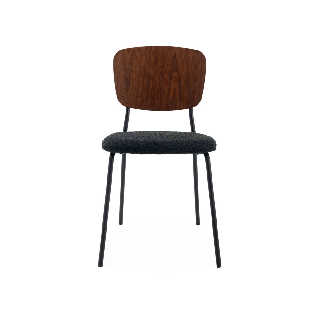 Set 2 sedie bouclé struttura in legno con gambe in metallo, nero