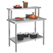 Tavolo Lavoro Cucina con Mensola 120x60x120 cm in Acciaio Inox 3054468