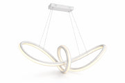 Lampadario LED a Sospensione Moderno 60W 4800 Lumen CCT 3 Colori Luce Calda Fredda e Naturale, Design Intrecciato in Alluminio e PVC, per Soggiorno Cucina Sala da Pranzo Bianco