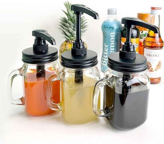 Dispensatore di sciroppo con 500 ml di capacità e set di etichette inclusi gratuitamente, pennarello, ricetta per sciroppo adatto per miele, olio, sapone e simili
